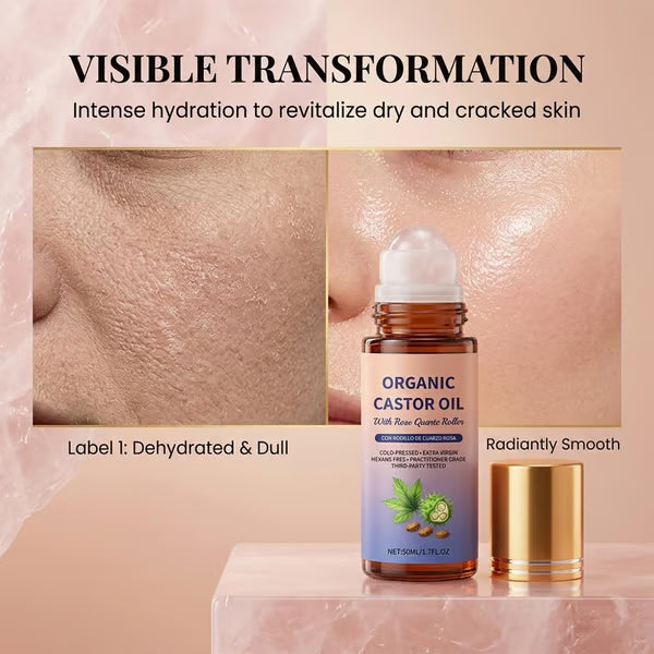 Organic Golden Castor Oil Roll-On with Rose Quartz