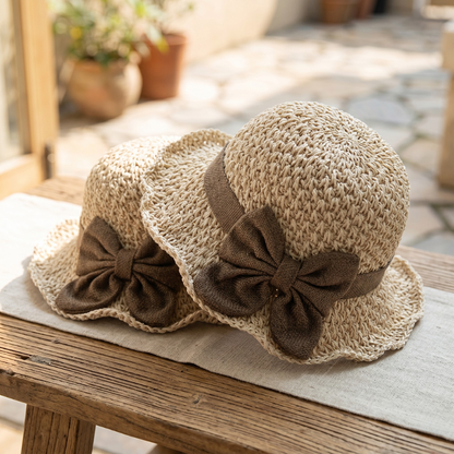 Elegant Woven Straw Sun Hat with Bow