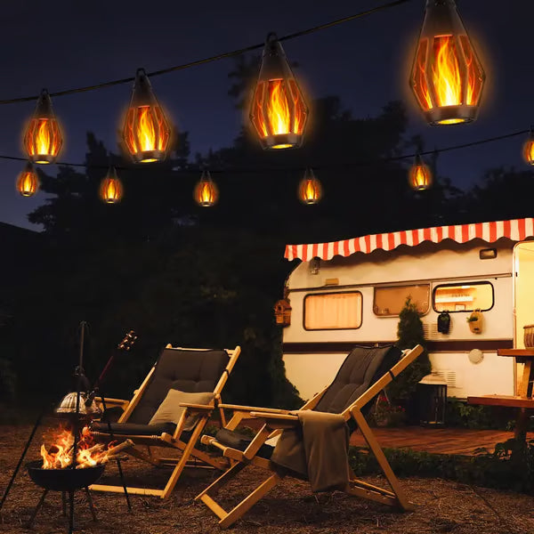 Solar-Powered Flame LED Lighted Strip Lights（Total Length 51.3ft）