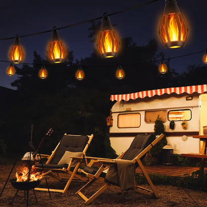 Solar-Powered Flame LED Lighted Strip Lights（Total Length 51.3ft）