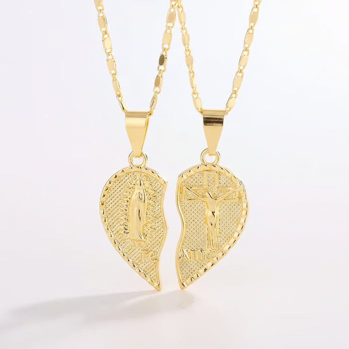 🙏Virgin Mary Layered Heart Combination Prayer Couple Necklace