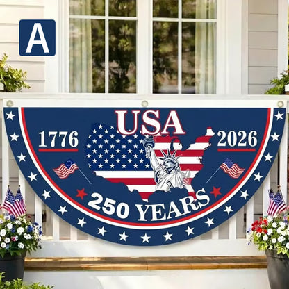 🗽USA 250th Anniversary Flag Half Round Banner🦅