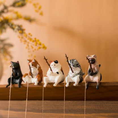 😺Wealth-Attracting Hand-Painted Mini Cat Figurines: 5-Piece