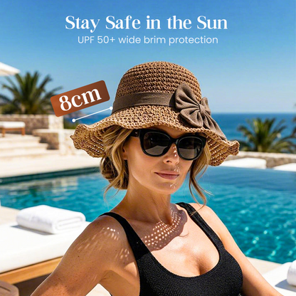 Elegant Woven Straw Sun Hat with Bow