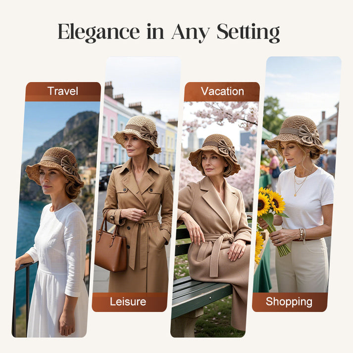 Elegant Woven Straw Sun Hat with Bow
