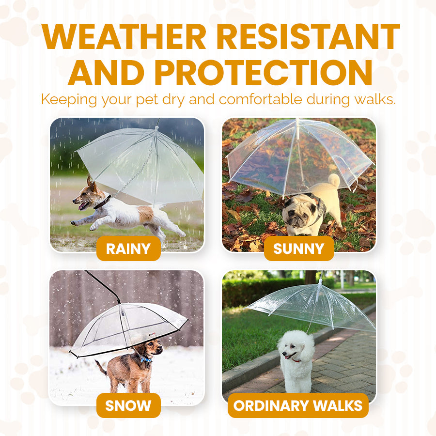 Dog Umbrella with Leash-Protection from Rain Snow Wet Weather