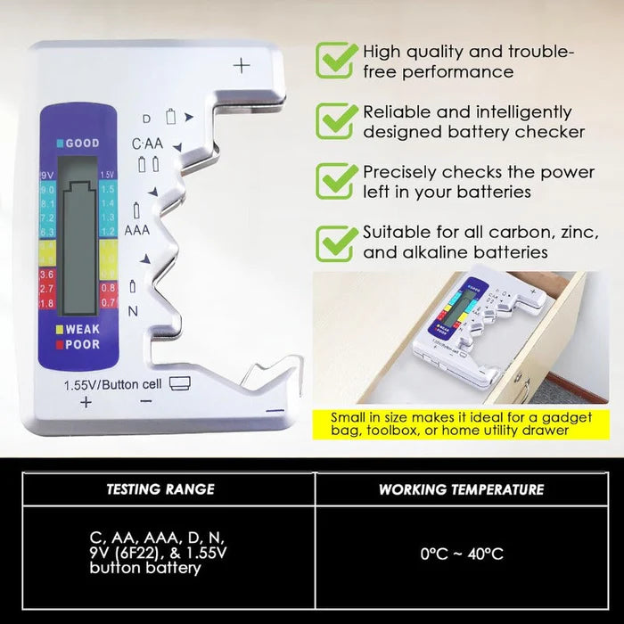 ⚡️Last day 50% OFF 🔋Digital Universal Battery Tester – LCD Battery Checker🪫