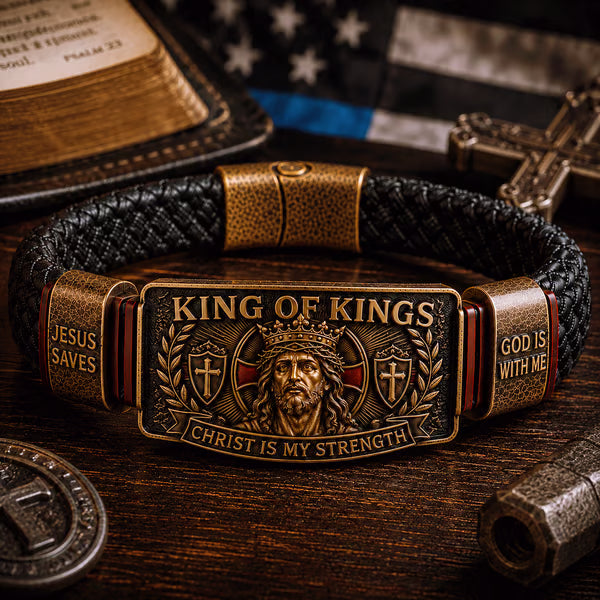 🤴 King of Kings Faith Bracelet – Adjustable Christian Wristband Gift