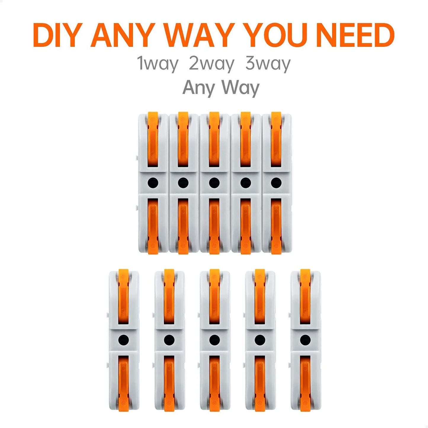 🔥 50-Piece Quick Lever Wire Connectors (12-24 AWG) & Tool-Free Splicing Kit