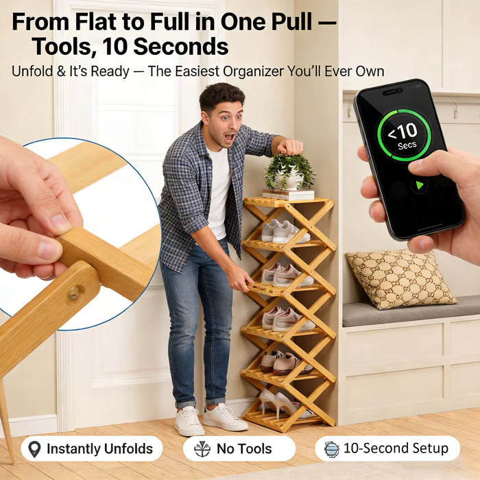 The 8-Tier No-Assembly Bamboo Rack !🌿👟