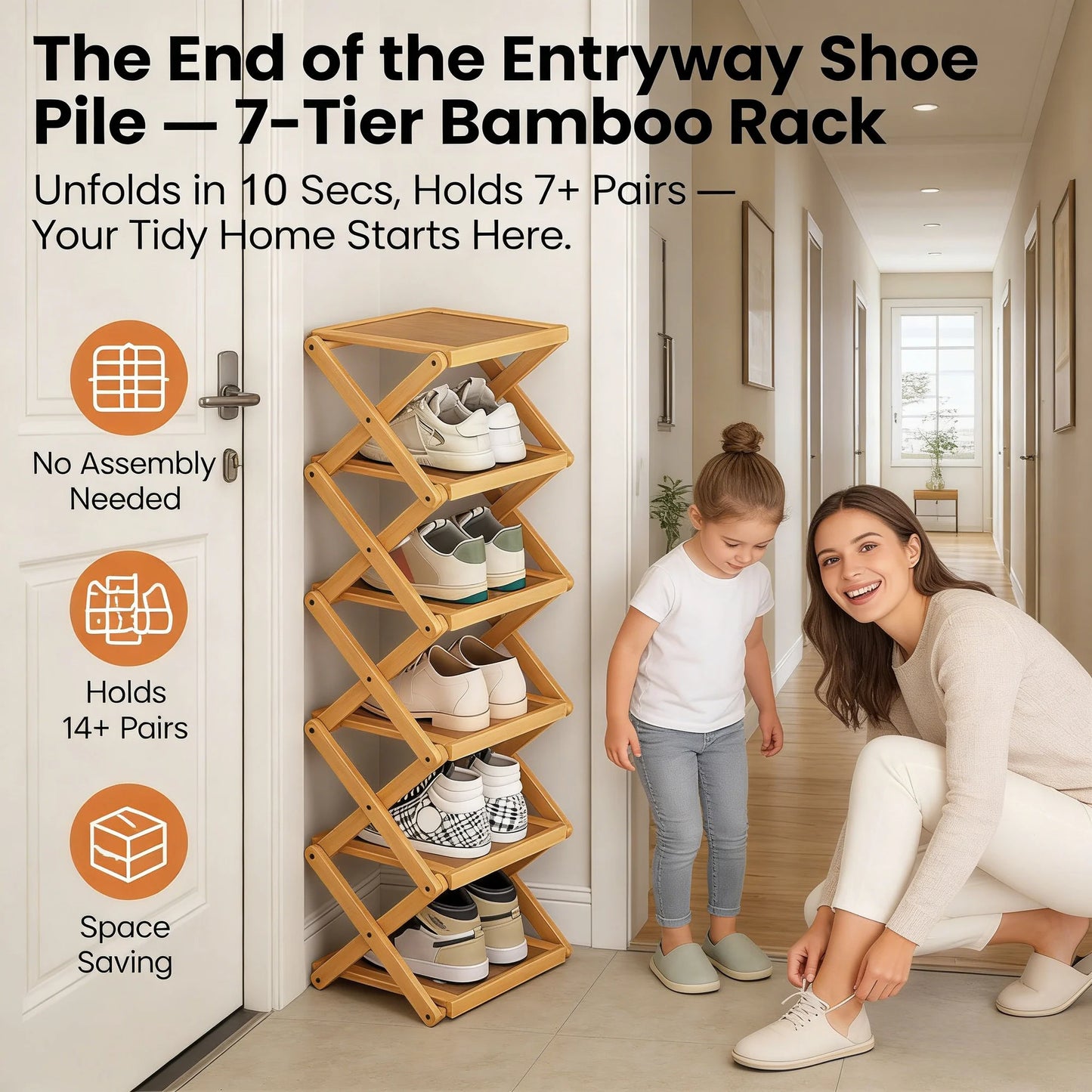The 8-Tier No-Assembly Bamboo Rack !🌿👟