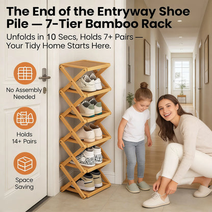 The 8-Tier No-Assembly Bamboo Rack !🌿👟
