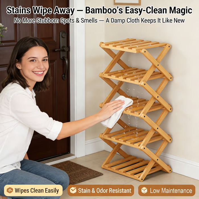 The 8-Tier No-Assembly Bamboo Rack !🌿👟