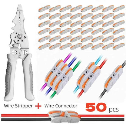 🔥 50-Piece Quick Lever Wire Connectors (12-24 AWG) & Tool-Free Splicing Kit